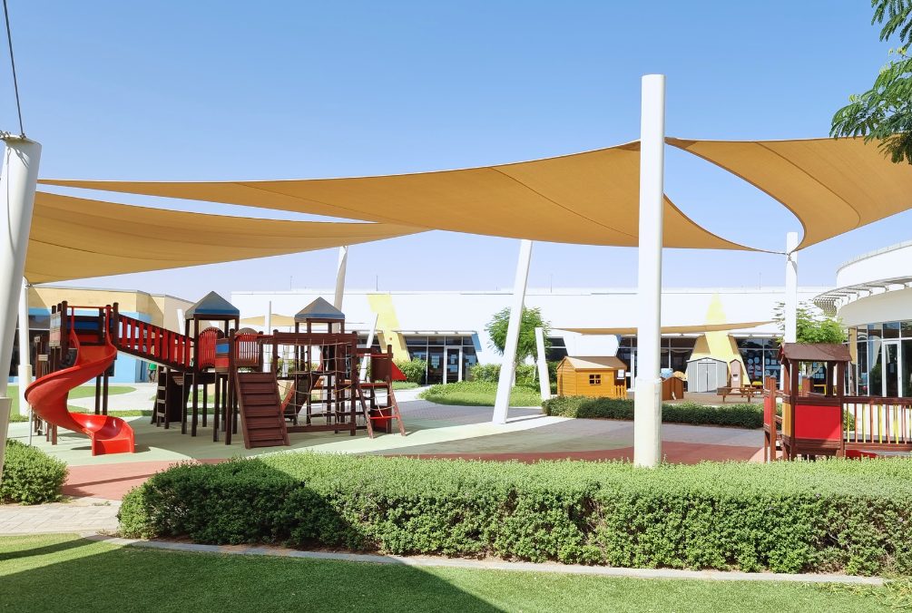 Shaded outdoor play area for younger pupils