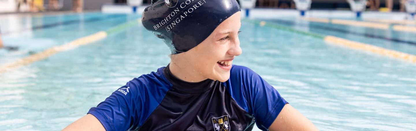 Swimmer in the school pool