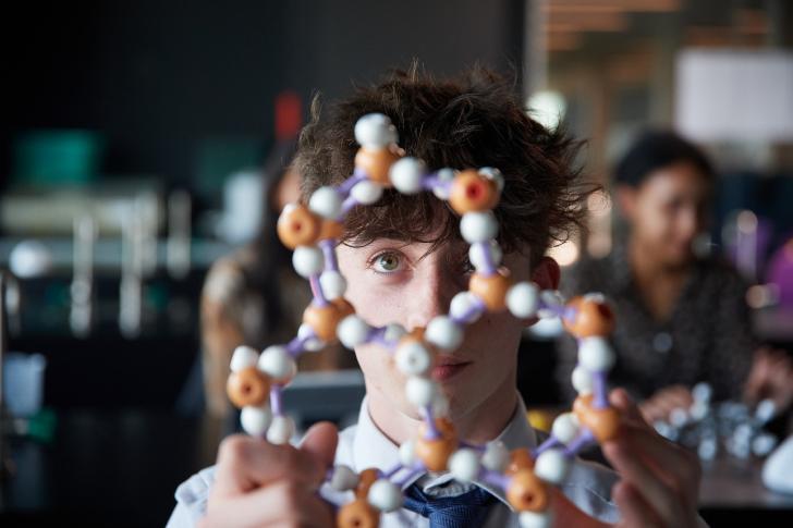 Chemistry lesson in a modern laboratory