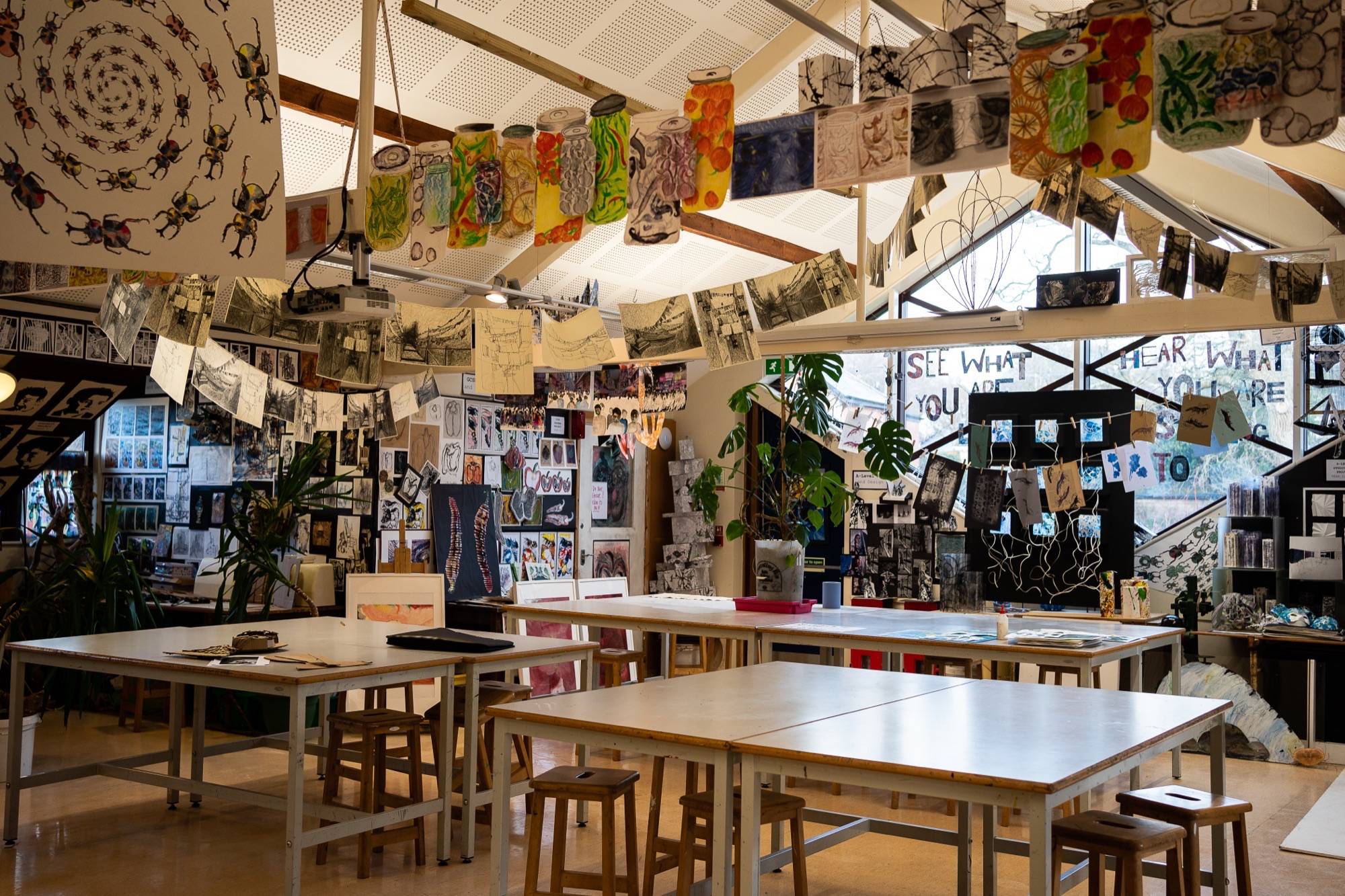 Art studio with student work